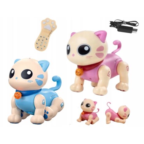 Gato robot interactivo controlado por voz que hace trucos para niños