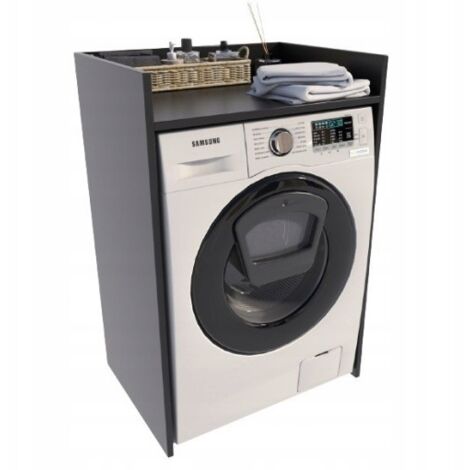 Mobiletto porta lavatrice per il bagno, nero, 66x51,8 cm, ripiano MK