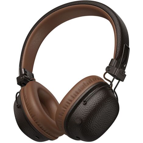 Auriculares inalámbricos Bluetooth 5.4 supraaurales HOCO W64 negro y marrón (1/5)