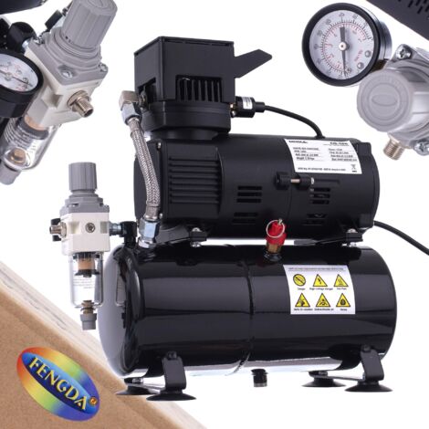 COMPRESOR DE AERÓGRAFO CON BOTELLA DE 3L ARRANQUE AUTOMÁTICO PARADA SILENCIOSA (1/5)