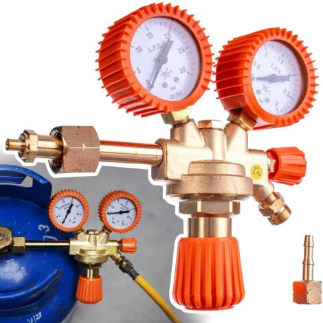 REDUCTOR DE CILINDRO DE GAS PROPANO BUTANO 2 MANÓMETROS CILINDRO DE LATÓN 11KG