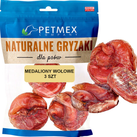 Medallones masticables naturales para perros Petmex con forma de pene de res, 3 unidades