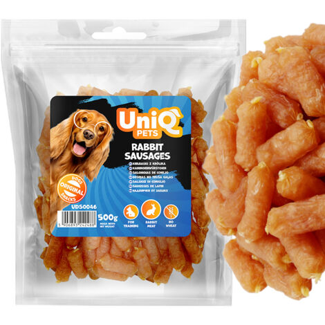 Premios para perros: Salchichas blandas de conejo UniQ Pets 500 g (1/4)