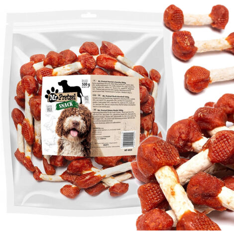 Golosina para perros, snack, Hantel / Hueso con Pato Mr. Pretzel 500g