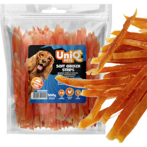 Premios para perros: Tiras de pollo blandas UniQ Pets 500 g