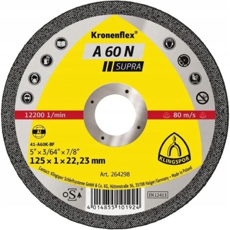 Disco de corte de aluminio KLINGSPOR A60N 125x1 (1/2)