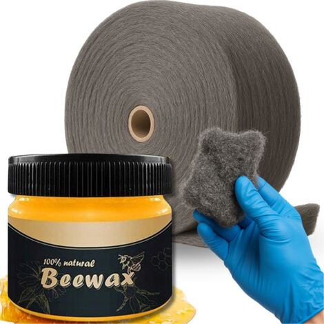 Set BeeWax + Lana de Acero para Pulir Madera, Suelos y Muebles 1 kg