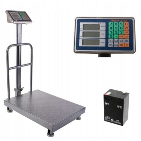 BÁSCULA DE ALMACÉN 300 KG CON SOPORTE PARA BOLSAS 50x40CM DESDE 10G LCD BATERÍA