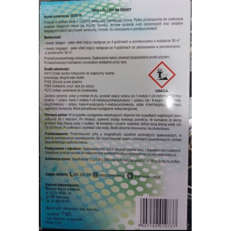 PLACA INSECTICIDA SUMIN para insectos, moscas, mosquitos, hormigas 1 pieza