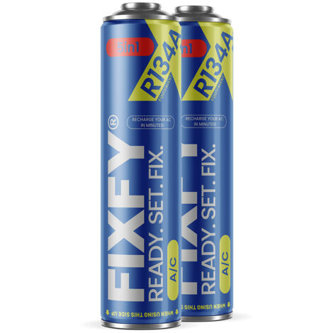 Recarga de gas para aire acondicionado FIXFY 5 en 1, 2 botes grandes +70 % R134a