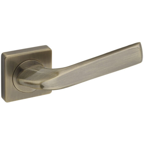 Manilla de puerta DH87, Erba, Línea Básica, placa cuadrada, oro antiguo (1/2)
