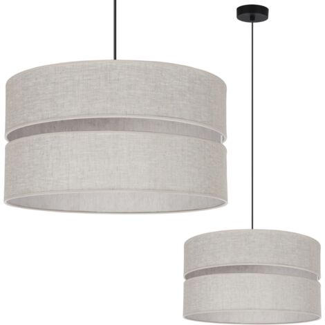 LÁMPARA COLGANTE DUO LINO NEGRO 1 LUZ PLANA BEIGE L01 PANTALLA 40CM