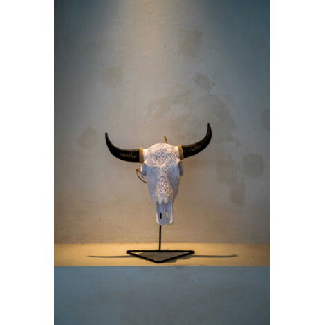 DECORACIÓN DE CABEZA DE TORO BLANCA S