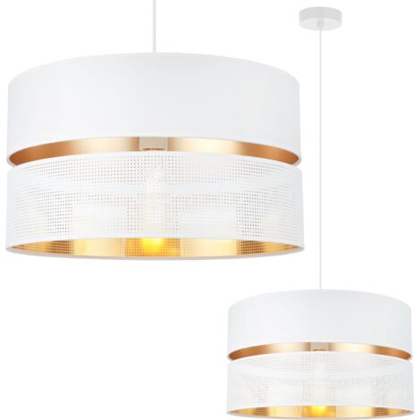 LÁMPARA COLGANTE ASTI DUO BLANCA 1 PANTALLA PLANA BLANCA DORADA TS 40CM