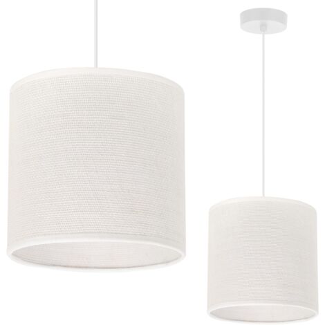 LÁMPARA COLGANTE DE YUTE BLANCO 1 PANTALLA PLANA BLANCA 15CM E27