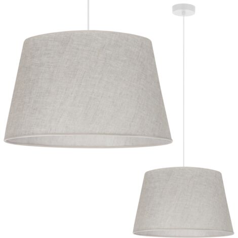 LÁMPARA COLGANTE, CONO DE LINO, BLANCO, 1 PLANO, PANTALLA BEIGE CLARO, L01 44CM