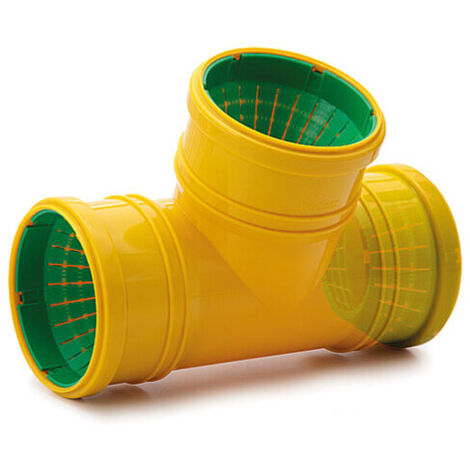 Te de drenaje PP 90 grados DN/OD 72-100x72-100mm universal, amarillo (1/2)