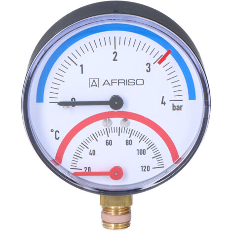 Manómetro Térmico Para Caldera - Mide Presión (0-10 Bar) Y Temperatura (0-120°C), Para Calefacción Por Suelo Radiante