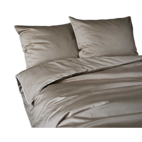 Juego de cama Makosatin de puro algodón, 180 x 200 cm, beige topo premium