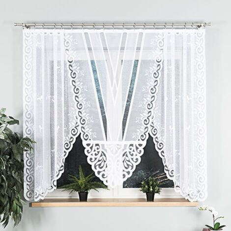 ROZALIA - Cortina jacquard confeccionada con corte en la parte inferior - 250x160 cm - blanco (1/5)