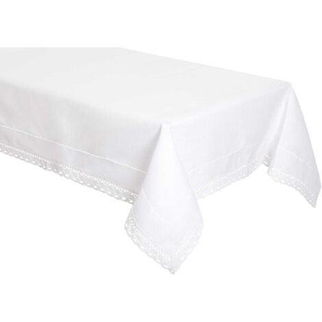 Mantel blanco con vainica y corona 140x260 Elegante como el Lino (1/2)