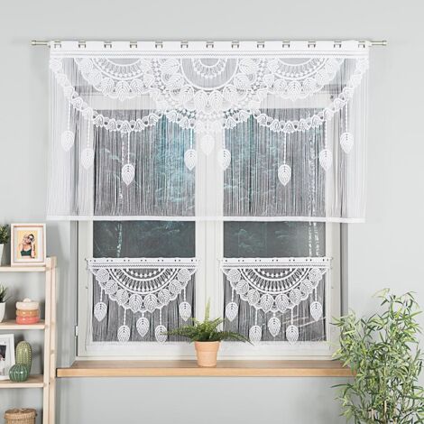 MAHIKA - Macramé jacquard confeccionado - 160x90 cm - blanco (1/5)