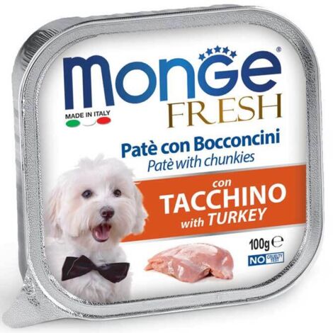Paté y trozos de pavo fresco Monge Dog 100 g