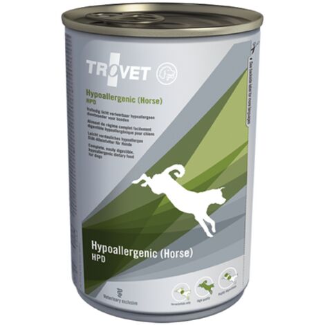 Lata de 400 g de carne de caballo hipoalergénica HPD para perros Trovet Dog