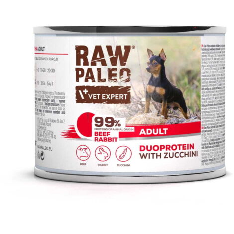 RAW PALEO Adult Duoprotein CARNE DE RES/CONEJO para perros adultos 200 g