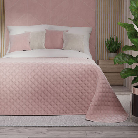 Colcha acolchada VELVI - rosa empolvado - 170x210cm (1/5)
