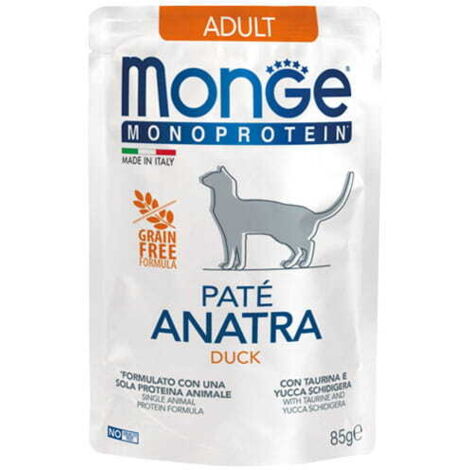 Paté de pato monoproteico para gatos adultos Monge 85 g