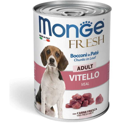 Paté de ternera fresca Monge Dog y trozos 400g