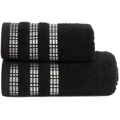 Toalla 50x90 negra lujo Marquiseta
