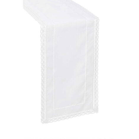 Camino de mesa blanco con vainica y corona 85x85 Elegante como el Lino