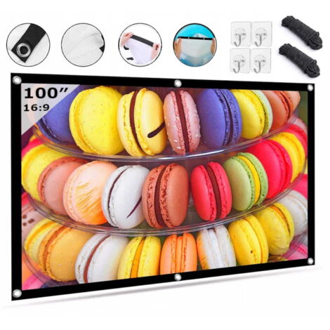 Pantalla de proyección para proyector de transparencias, portátil y plegable, formato 16:9, 218 x 122 cm, marca Zenwire, 100 pulgadas. (1/5)