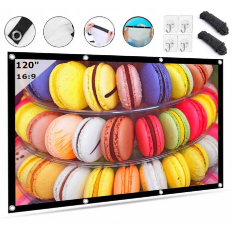 Pantalla de proyección portátil plegable para proyector, formato 16:9, 266 x 149 cm, marca Zenwire, 120 pulgadas. (1/5)