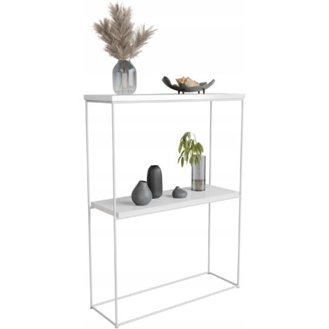 Mesa consola doble para recibidor fabricada en alambre de 8 mm 60x20 Blanco Mate Blanco Brillo (1/4)