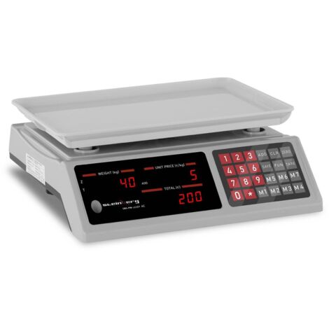 Báscula de tienda para contar piezas 336x238mm alimentación + batería 40kg / 2g - blanca