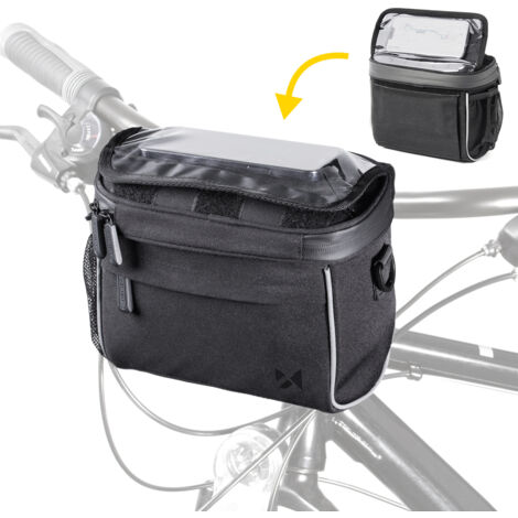 Bolsa para manillar de bicicleta para navegación con correa para el hombro, color negro