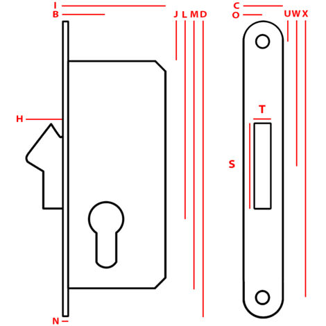 CERRADURA DE EMBUTIR CON GANCHO JANIA 22 PARA CILINDRO - MP ZW HOOK J (1/5)