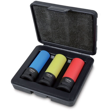 Beta Tools Juego de vasos de impacto rojo verde azul (1/2)