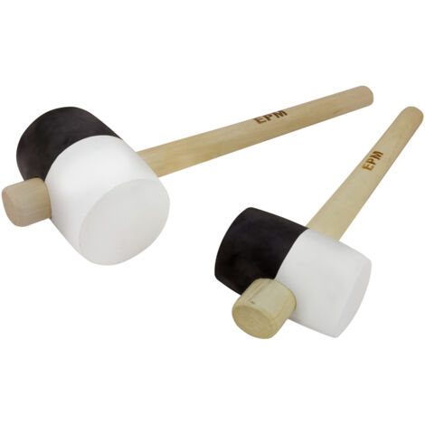 MARTILLO DE GOMA BLANCO Y NEGRO CON MANGO DE MADERA 450G - E-420-4245