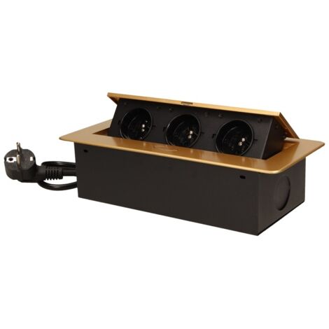 ENCHUFES MONTA EN EL TABLERO 3X2P+Z BORDE FRESADO PLANO 1,5M DORADO - ON-1337/C (1/5)