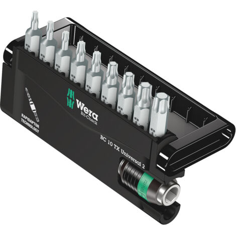 Wera Bit-Check Torx 10 piezas Negro con Soporte Rapidaptor