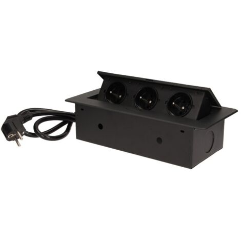 ENCHUFES EMPOTRADOS EN LA ENCIMERA 3X2P+Z BORDE PLANO FRESADO 1,5M NEGRO - ON-AE-1337/B (1/5)