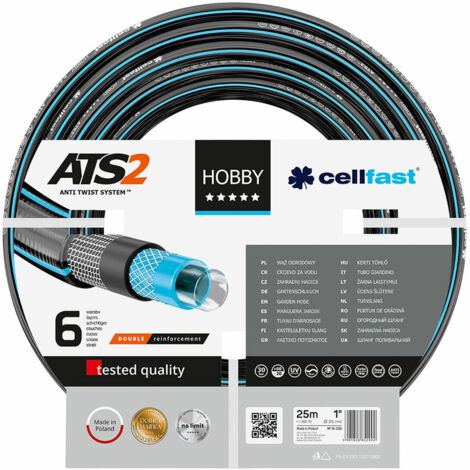 Cellfast Hobby Ats2 manguera de riego negra 25m 25mm (1/5)