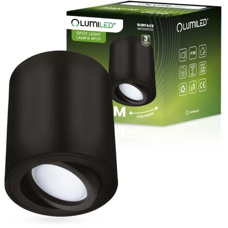 Foco halógeno de superficie, tubo móvil GU10 redondo negro de 84 mm AMAT-M LUMILED (1/5)