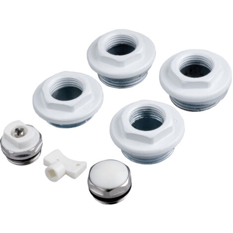 Un juego de tapones para conectar un radiador de aluminio.
