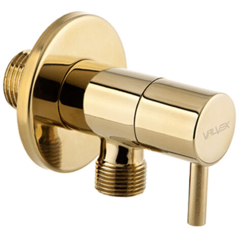 Válvula angular 1/2"x3/8" con cabezal cerámico, color dorado