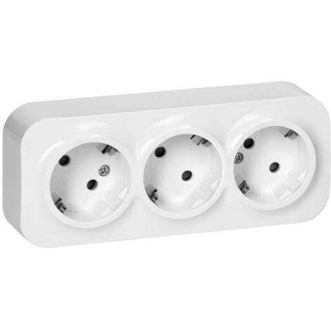 Base de enchufe triple de superficie Schuko ToDo 2P+Z IP20 blanco